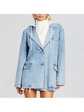 SER.O.YA Lawrence Denim Blazer Hoodie Jacket Size S